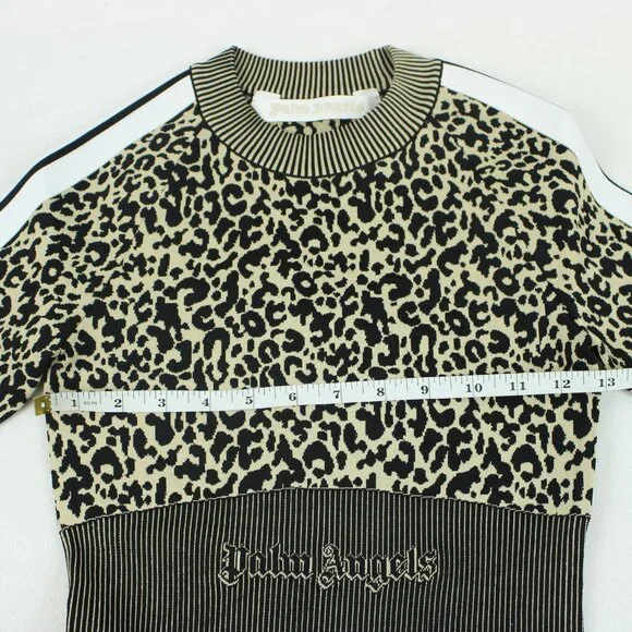 Palm Angels Long Sleeve Leopard Print Knitted Dress - FCM71